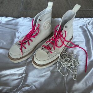 Converse Women's High-Top Sneakers - Cream with Pink Laces